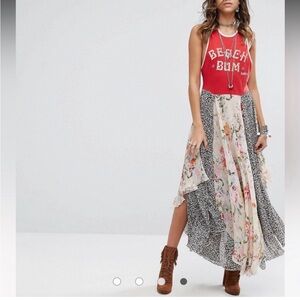 NWT Free People Beach Bum Retro Patchwork
Printed Asymmetrical Maxi Dress size M